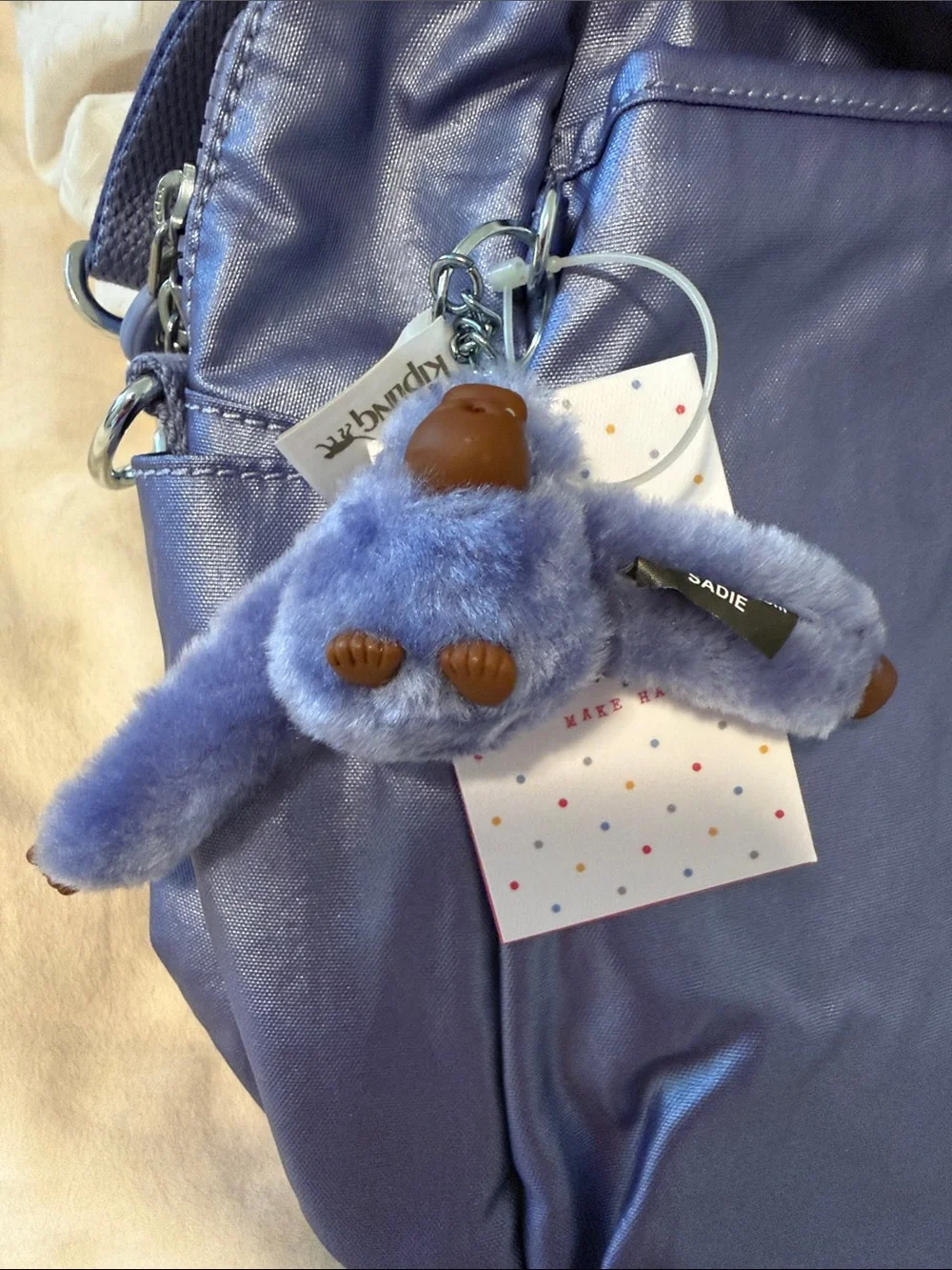 Kipling Metallic Lavender Shoulder Baby Bag